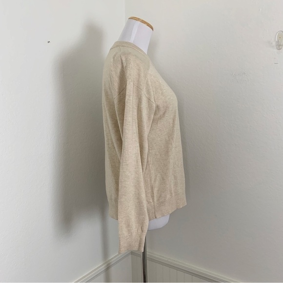 J Crew Crewneck Cotton Cashmere Pullover Sweater in Natural - Picture 12 of 13